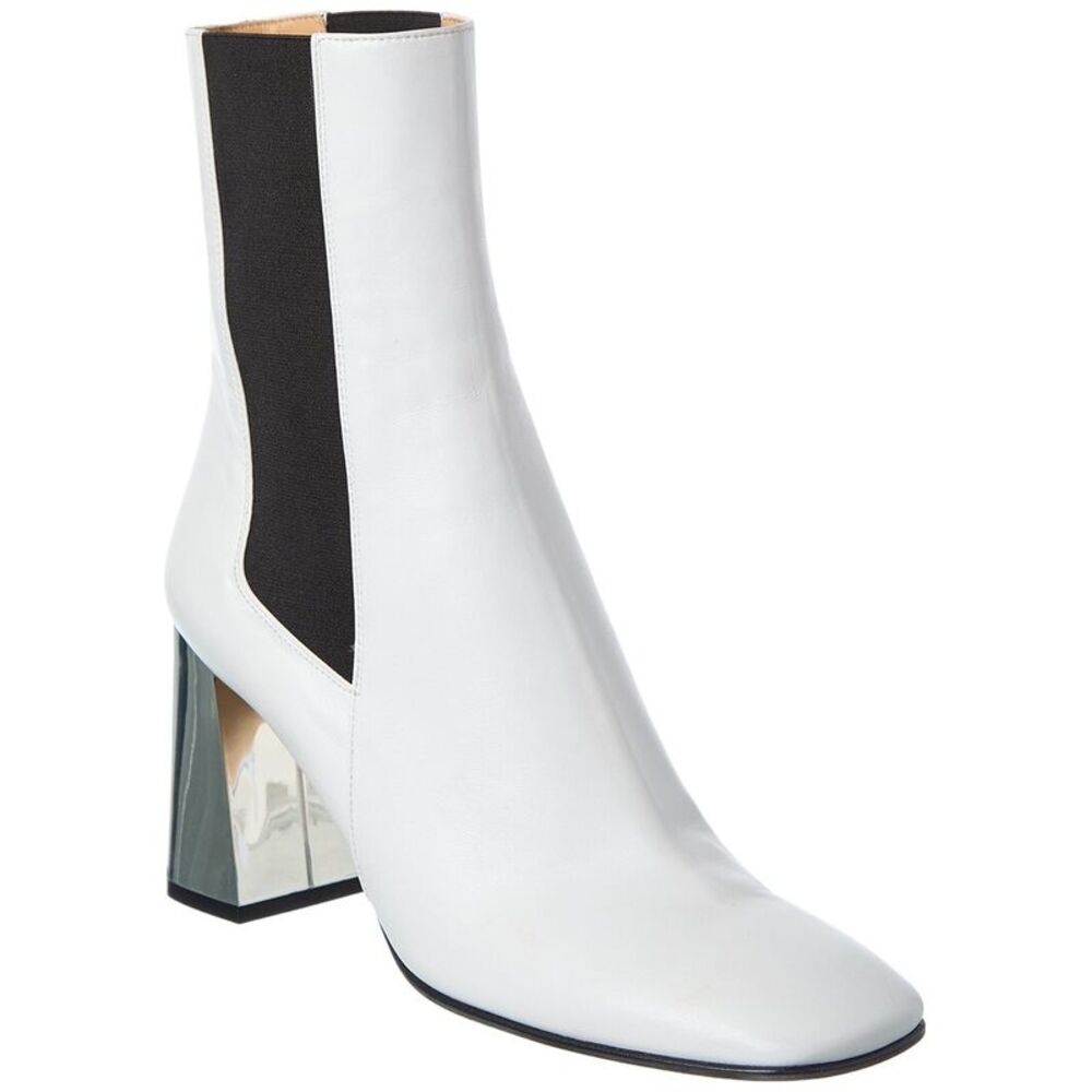 Sergio Rossi Alicia 90 Leather Boot, White